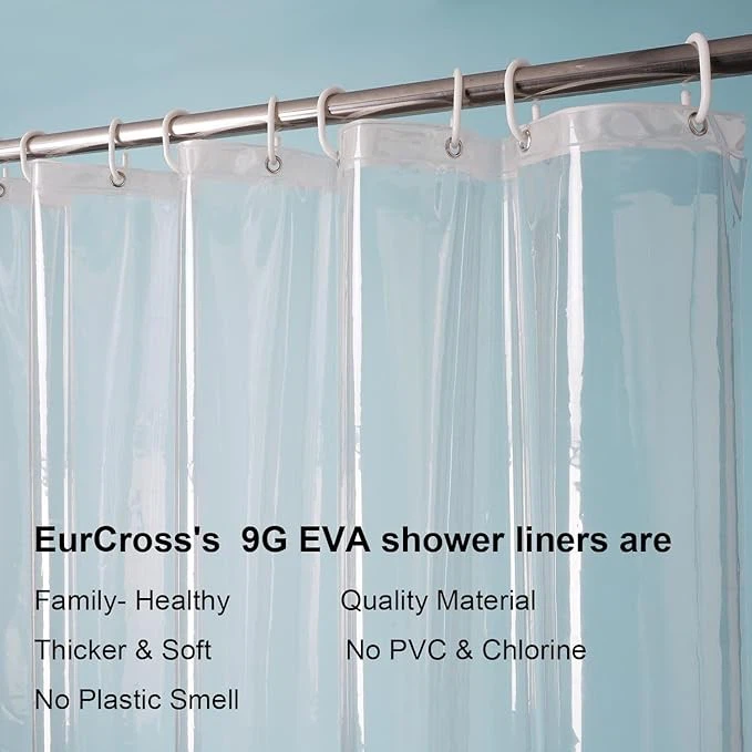 Waterproof PEVA Clear Plastic Bathroom Shower Curtain With Rustproof Metal Grommets Laser Star Design Shower Curtain
